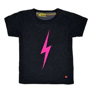 Aviator Nation kids size 8 t-shirt dark gray black and pink bolt